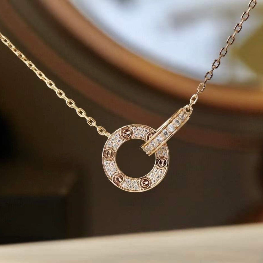 [Cyra] LOVE 7,6-MM-HALSKETTE ROSEGOLD UND SILBER VOLLDIAMANT