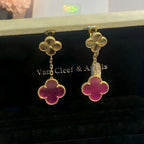 [Cyra] NEW CLOVER 2 MOTIF PINK ENAMEL EARRINGS