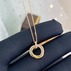 [Cyra]  TRINITY NECKLACE SILVER GOLD PINK GOLD DIAMONDS