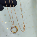 [Cyra]  TRINITY NECKLACE SILVER GOLD PINK GOLD DIAMONDS