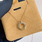 [Cyra]  TRINITY NECKLACE SILVER GOLD PINK GOLD DIAMONDS