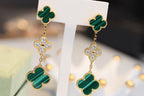 [Cyra] CLOVER-OHRRINGE GOLD MALACHIT DIAMANT 3 MOTIVE