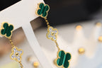 [Cyra] CLOVER-OHRRINGE GOLD MALACHIT DIAMANT 3 MOTIVE