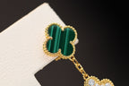 [Cyra] CLOVER-OHRRINGE GOLD MALACHIT DIAMANT 3 MOTIVE