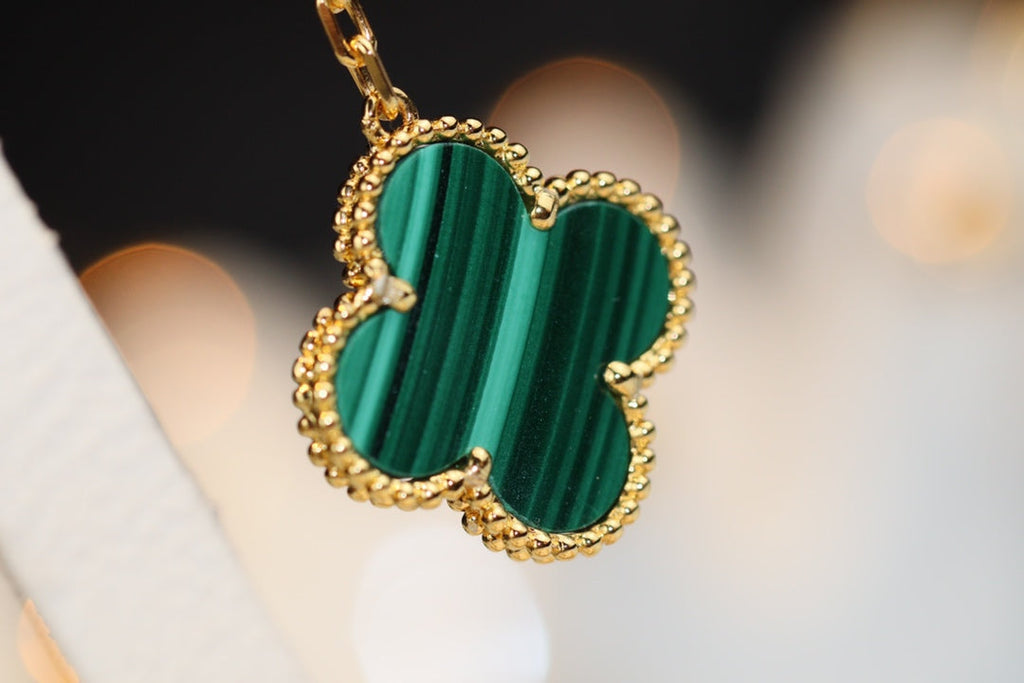 [Cyra] CLOVER-OHRRINGE GOLD MALACHIT DIAMANT 3 MOTIVE
