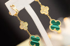[Cyra] CLOVER-OHRRINGE GOLD MALACHIT DIAMANT 3 MOTIVE