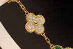 [Cyra] CLOVER-OHRRINGE GOLD MALACHIT DIAMANT 3 MOTIVE