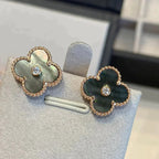 [Cyra] CLOVER MEDIUM 1 MOTIV GRAUES PERLMUTT DIAMANT-OHRRINGE