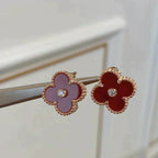 [Cyra]  CLOVER MEDIUM 1 MOTIFS CARNELIAN  DIAMOND earrings