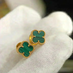 [Cyra]  CLOVER MINI 9.5MM MALACHITE  EARRINGS