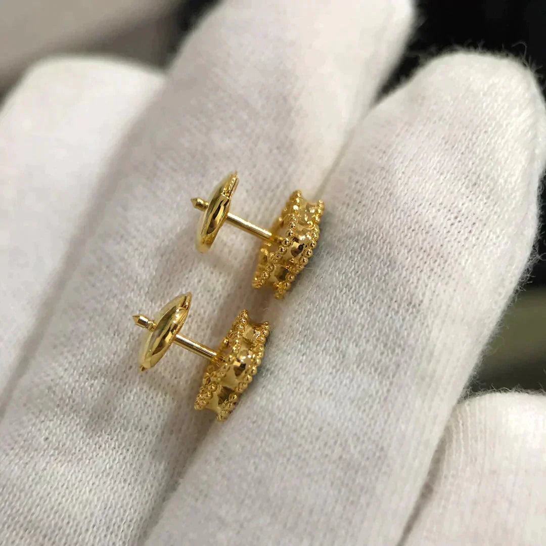 [Cyra]  CLOVER MINI 9.5MM MALACHITE  EARRINGS