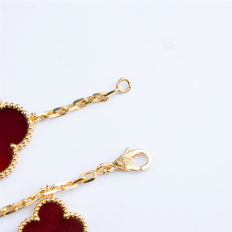 [Cyra]  CLOVER BRACELET 5 MOTIFS CARNELIAN TIGER EYE
