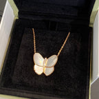 [Cyra]  BUTTERFLY GOLD MOP DIAMOND NECKLACE