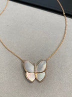 [Cyra]  BUTTERFLY GOLD MOP DIAMOND NECKLACE