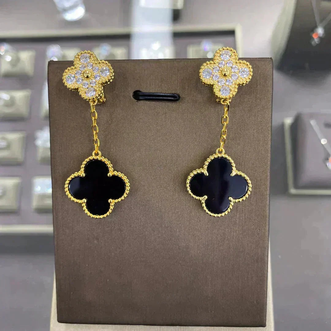 [Cyra]  CLOVER  2 MOTIFS  DIAMOND  EARRINGS (MULTIPLE CHOICESç´