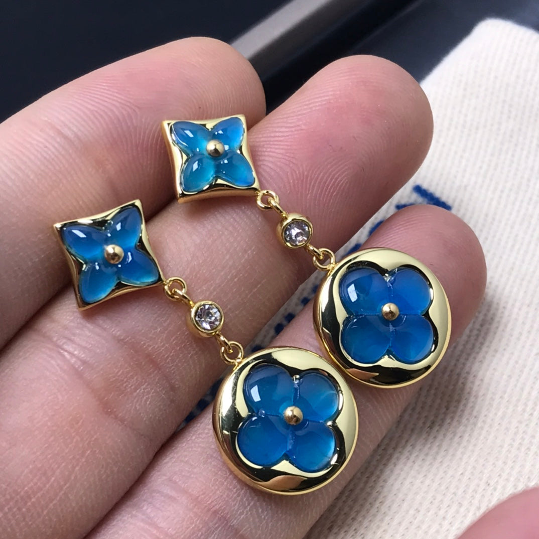 [Cyra]  STAR AND SUN AGATE DIAMOND EARRINGS