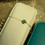 [Cyra]  SUN MALACHITE 1 DIAMOND PINK GOLD BRACELET