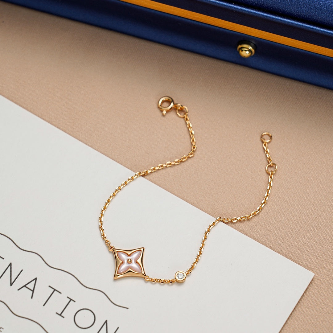 [Cyra]  STAR 1 DIAMOND PINK GOLD BRACELET