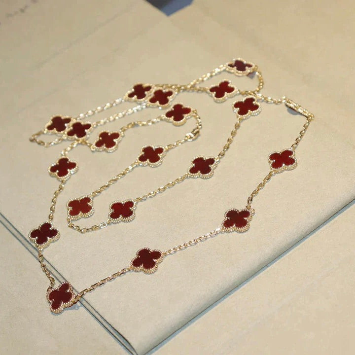 [Cyra]  CLOVER 20 MOTIFS CARNELIAN NECKLACE