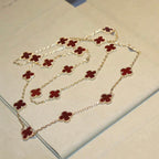 [Cyra]  CLOVER 20 MOTIFS CARNELIAN NECKLACE