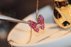 [Cyra]  BUTTERFLY RED DIAMOND ROSE GOLD NECKLACE