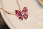 [Cyra]  BUTTERFLY RED DIAMOND ROSE GOLD NECKLACE