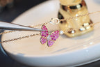 [Cyra]  BUTTERFLY RED DIAMOND ROSE GOLD NECKLACE