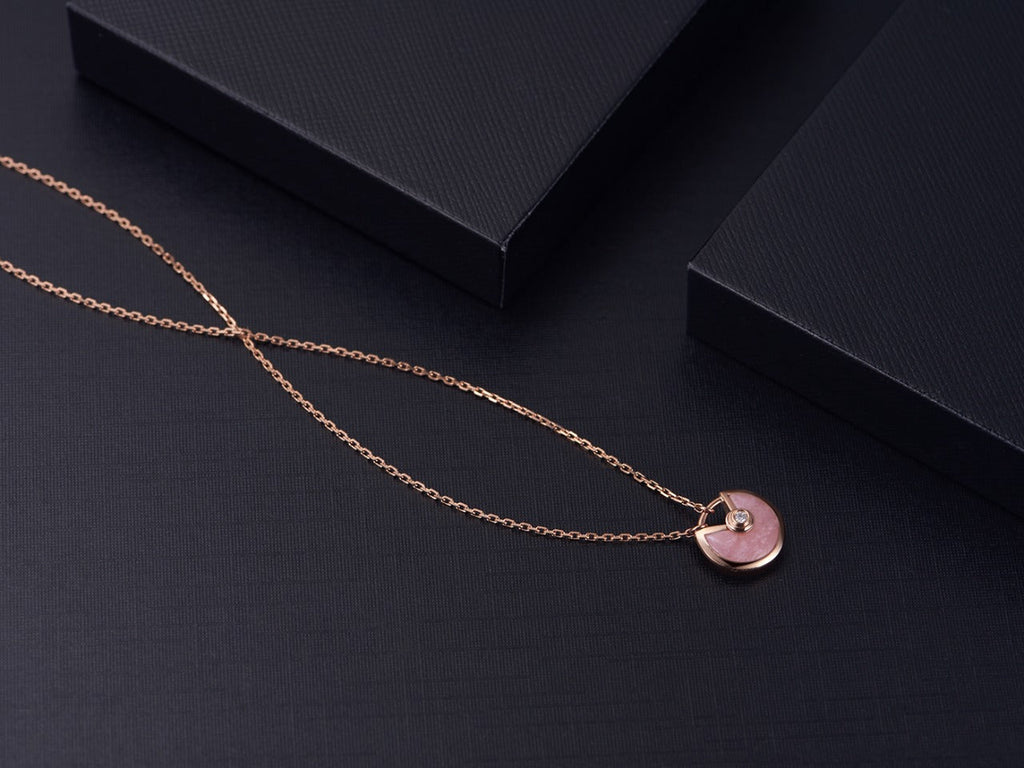 [Cyra] AMULETTE HALSKETTE ROSÉGOLD ROSA PERLMUTT