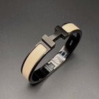 [Cyra]  H BRACELET 12MM BLACK BEIGE CERAMIC