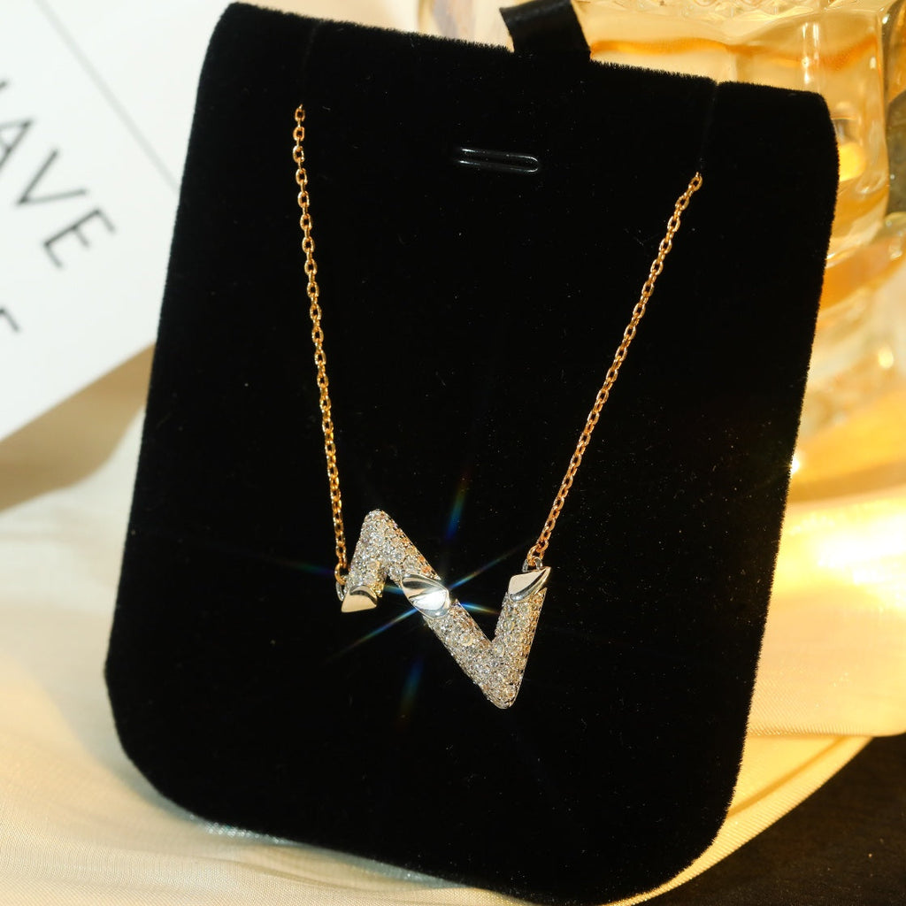 [Cyra]  VOLT SILVER DIAMOND PEDANT NECKLACE