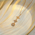 [Cyra] KETTE MIT STERN- UND SONNENDIAMANT IN ROSÉGOLD