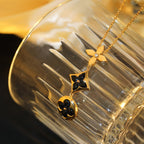 [Cyra] KETTE AUS ONYX, ROSÉGOLD MIT STERN UND SONNE