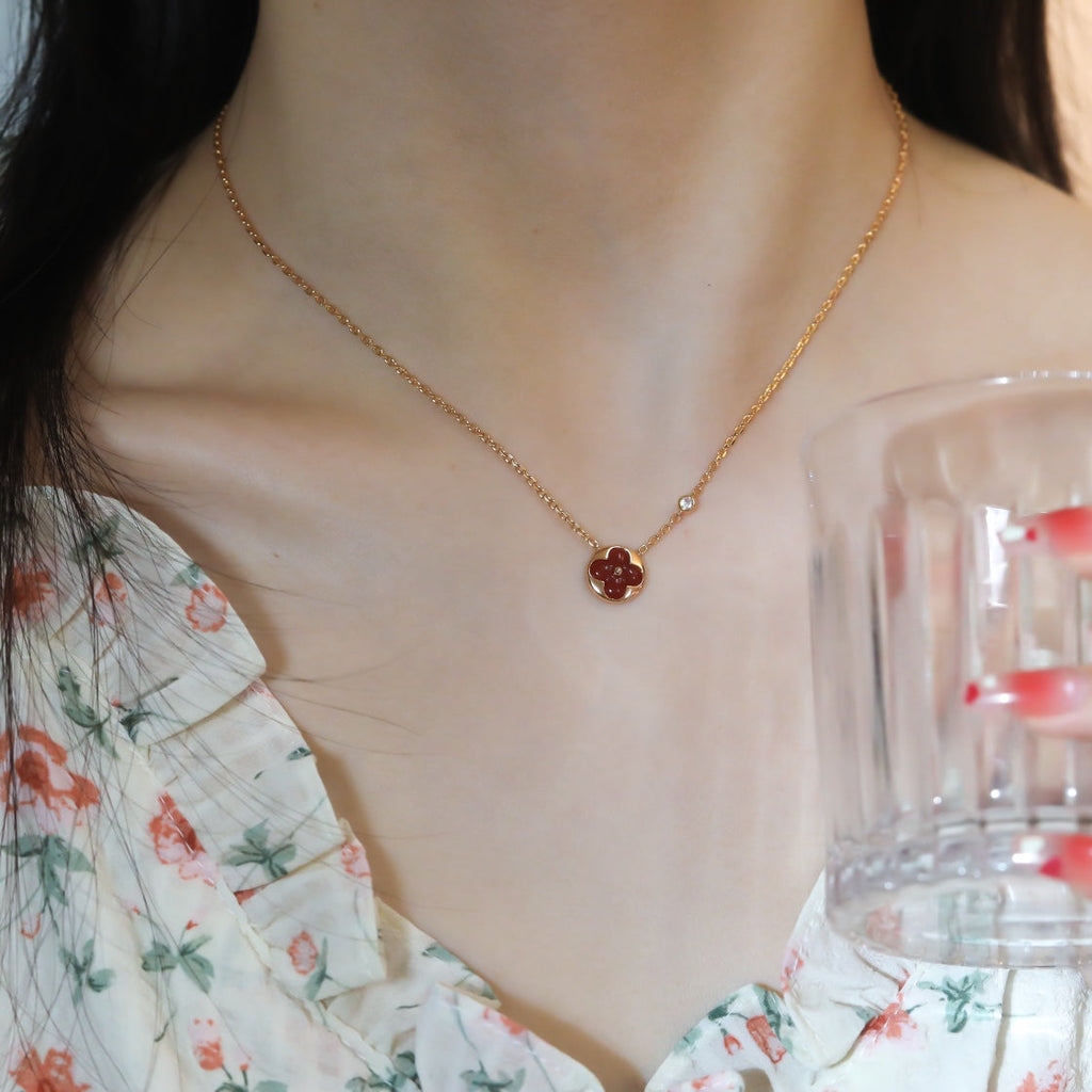 [Cyra]  SONNEN-ANHÄNGER ROSÉGOLD 1 DIAMANT-HALSKETTE