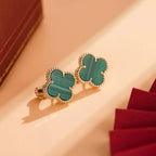 [Cyra]  CLOVER MEDIUM 1 MOTIFS MALACHITE  EARRINGS
