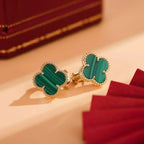 [Cyra]  CLOVER MEDIUM 1 MOTIFS MALACHITE  EARRINGS