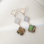 [Cyra] CLOVER 3 MOTIVE CHALCEDON DUNKLE PERLMUTT SILBER OHRRINGE