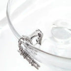 [Cyra]  CLOVER 2 MOTIFS  DIAMOND ONYX EARRINGS SILVER