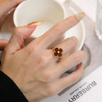 [Cyra] CLOVER KARNELIAN RING ROSÉGOLD DIAMANT