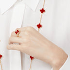 [Cyra] CLOVER KARNELIAN RING ROSÉGOLD DIAMANT