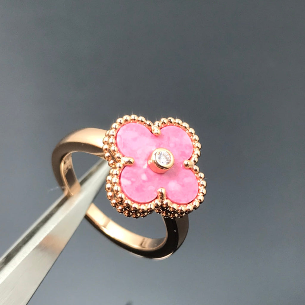 [Cyra] CLOVER RHODONIT RING IN ROSÉGOLD