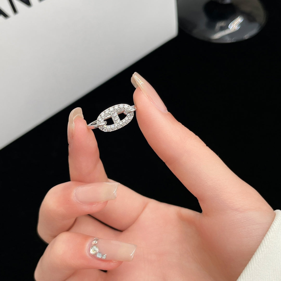 [Cyra]  RONDE SMALL SILVER DIAMOND RING