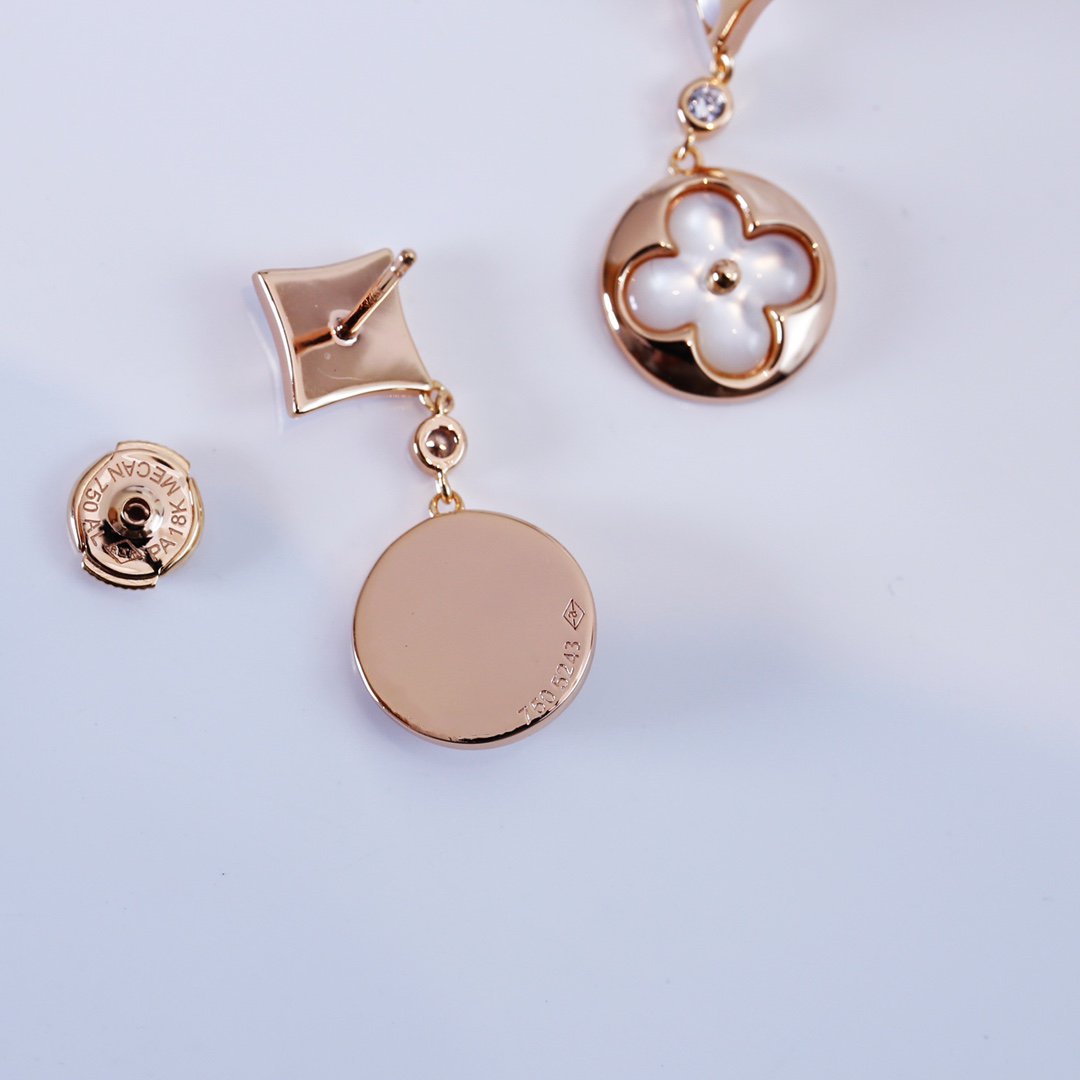 [Cyra]  STAR AND SUN PINK GOLD MOP DROP EARRINGS
