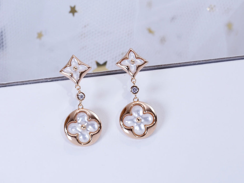 [Cyra]  STAR AND SUN PINK GOLD MOP DROP EARRINGS