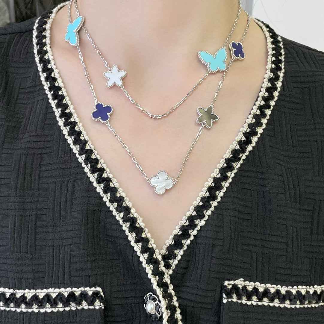 [Cyra] GLÜCKSKLEE SILBER HALSKETTE MIT 11 MOTIVEN