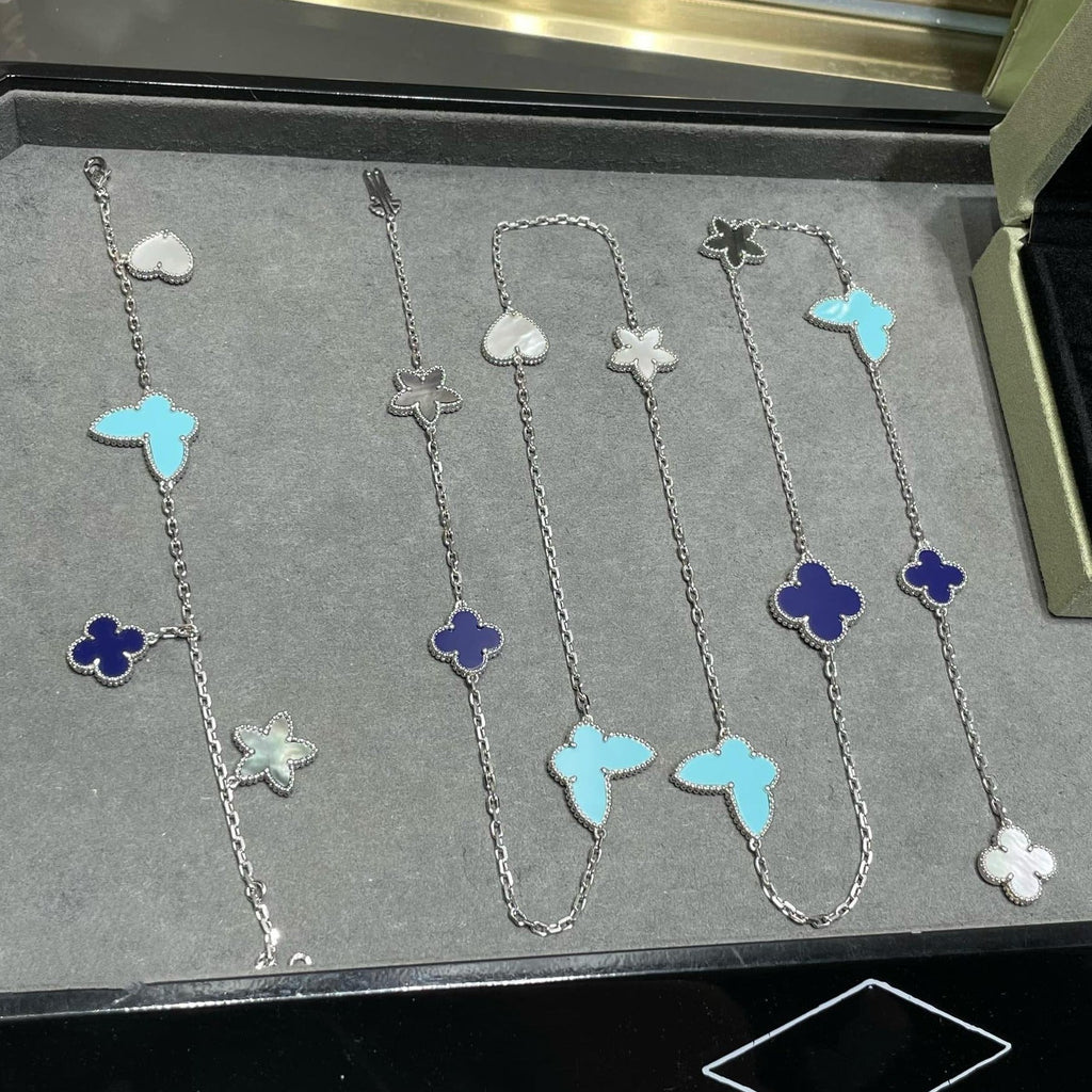 [Cyra] GLÜCKSKLEE SILBER HALSKETTE MIT 11 MOTIVEN