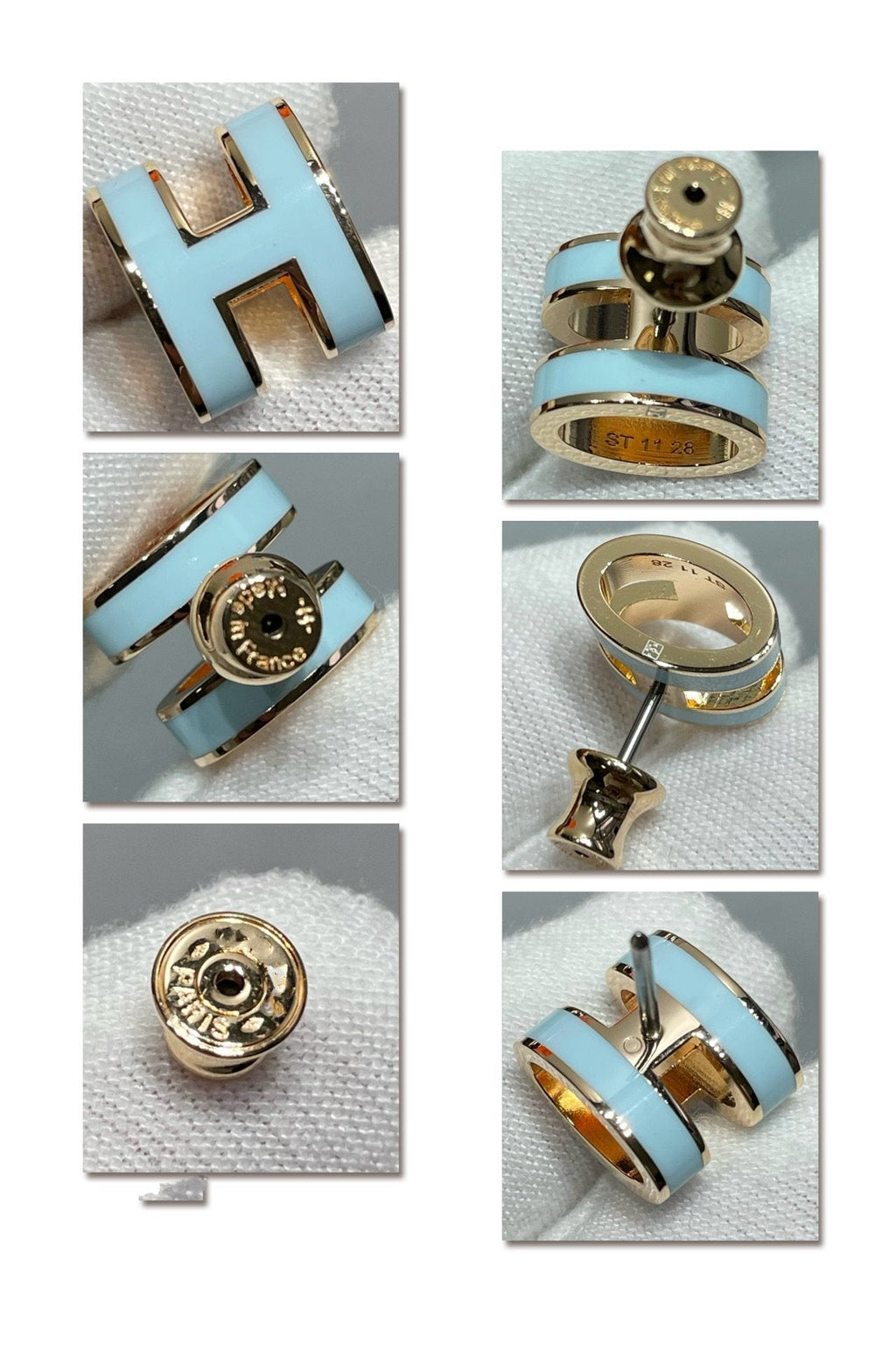 [Cyra]  POP H スカイブルー スタッドピアス