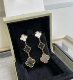 [Cyra] CLOVER 3 MOTIV OHRRINGE PERLMUTT ONYX DUNKLES PERLMUTT ROSÉGOLD