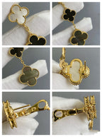 [Cyra] CLOVER 3 MOTIV OHRRINGE PERLMUTT ONYX DUNKLES PERLMUTT ROSÉGOLD