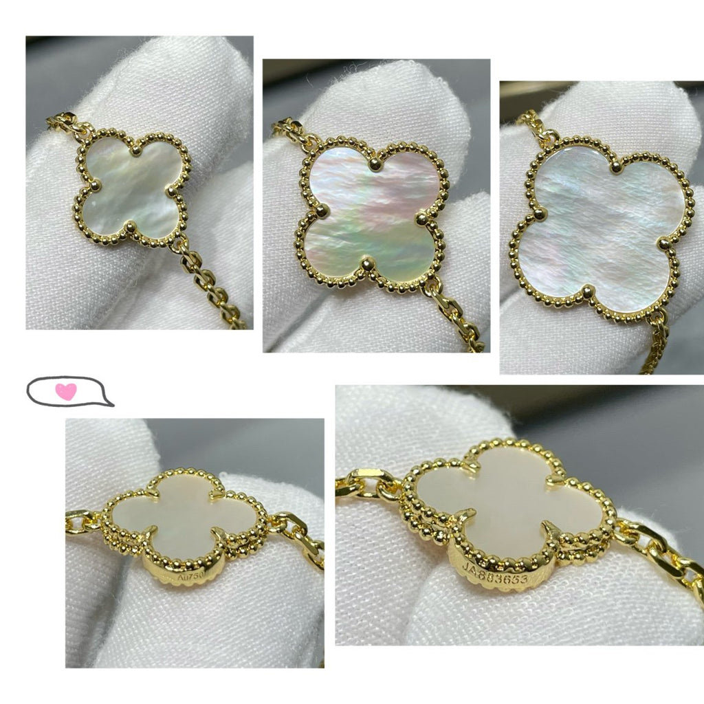 [Cyra] CLOVER 16 MOTIF HALSKETTE WEISSES PERLMUTT GOLD