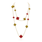 [Cyra] CLOVER 16 MOTIV KARNEOL TIGERAUGE ROSÉGOLD HALSKETTE